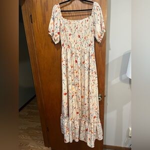 Baltic Born Capri Smocked Dress Golden Leaf Print